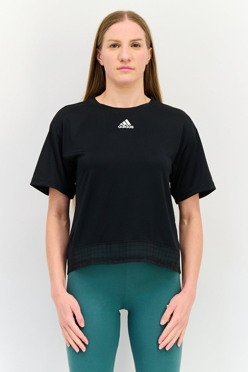 Adidas Women Sportswear Fit Short Sleeves Running T-Shirt, Black - Image 1